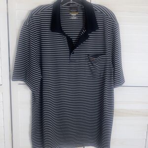 Greg Norman Striped Mens XL Black Stripe Golf Performance Polyester Dri Fit Polo